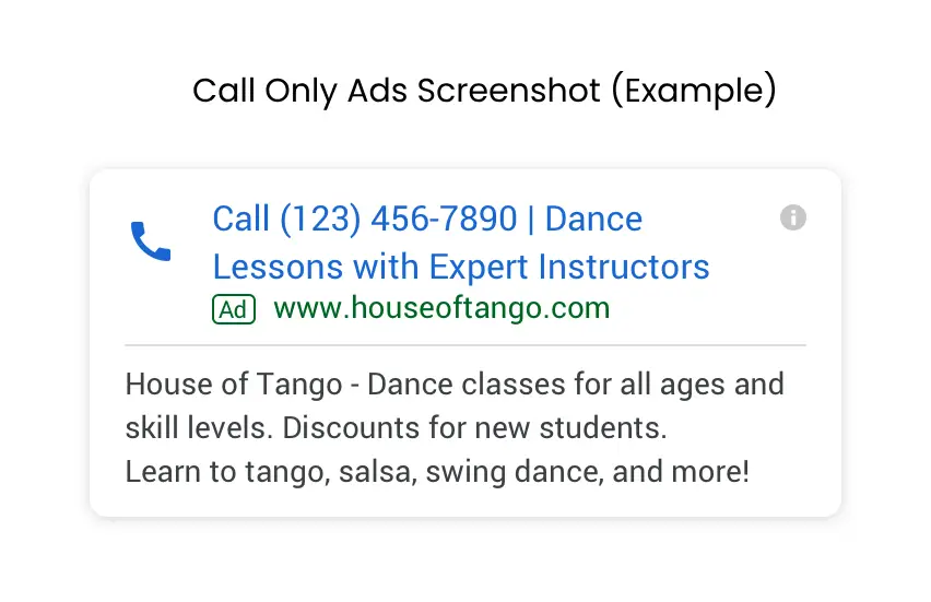 Call Only Ads Example