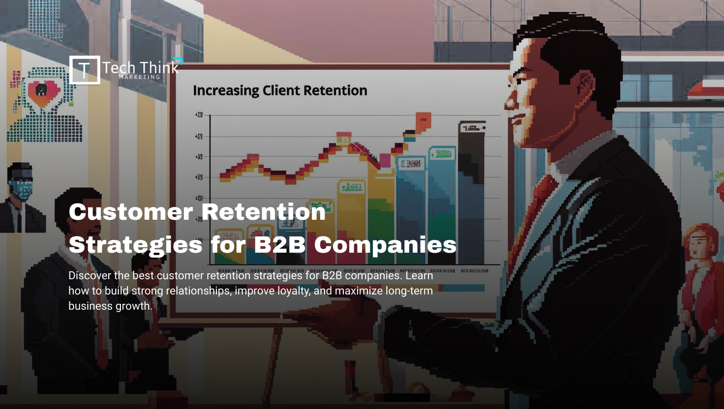 Business professionals discussing customer retention strategies in a meeting