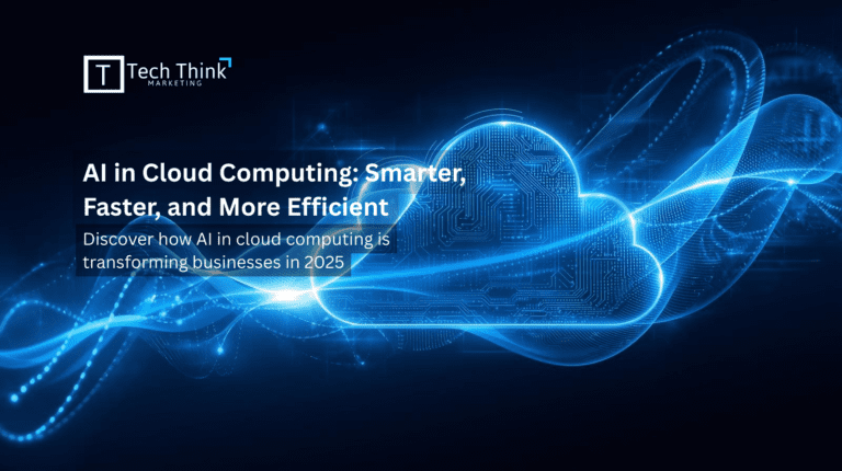 AI in cloud computing illustration showing AI brain connected to cloud servers
