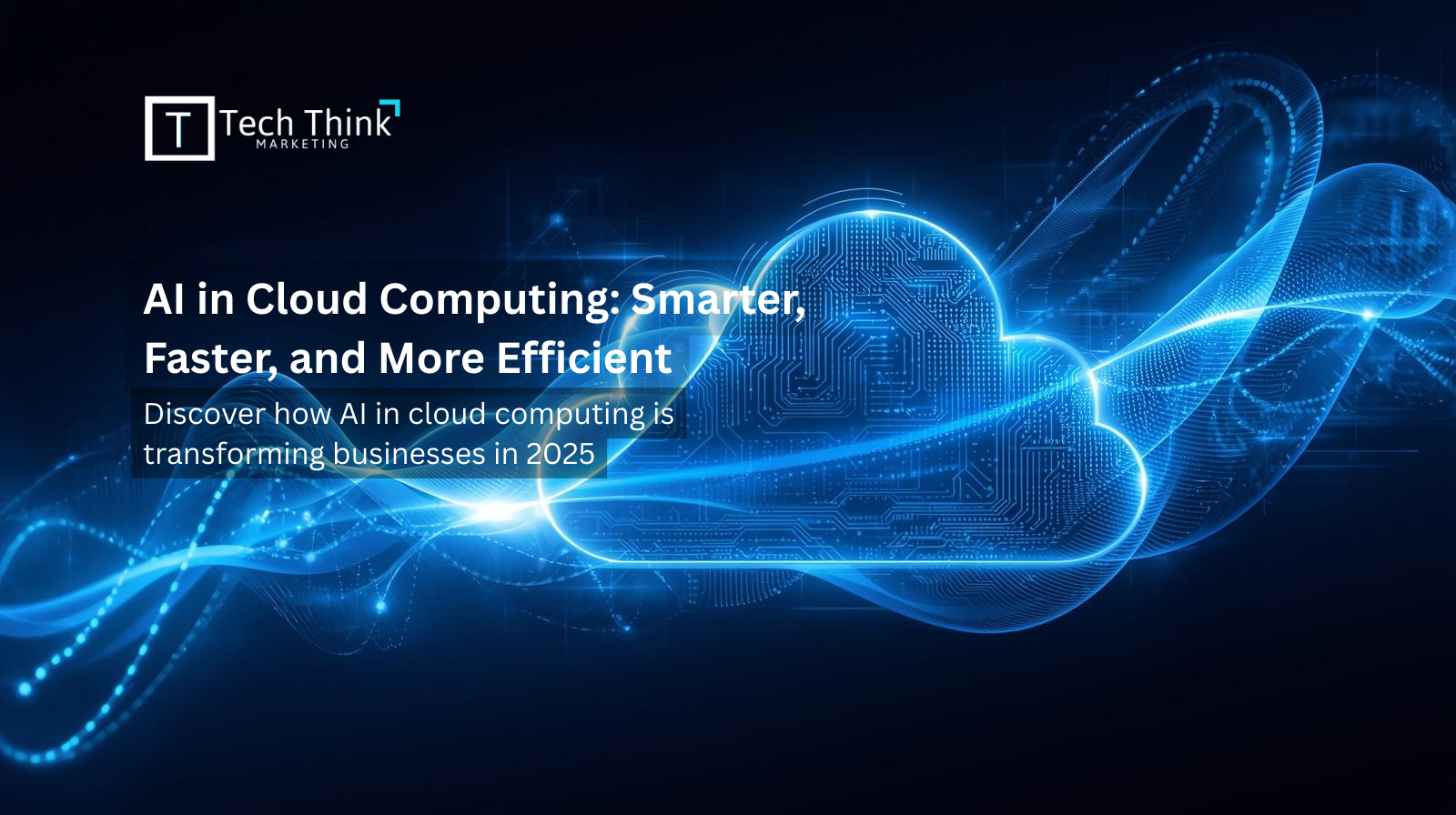 AI in cloud computing illustration showing AI brain connected to cloud servers