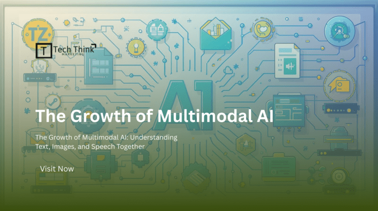 "Illustration of multimodal AI processing text, images, and speech together"